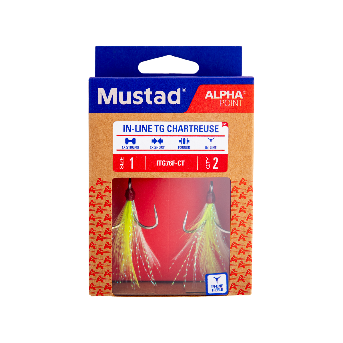 Mustad In-Line Triple Grip Feathered Hook