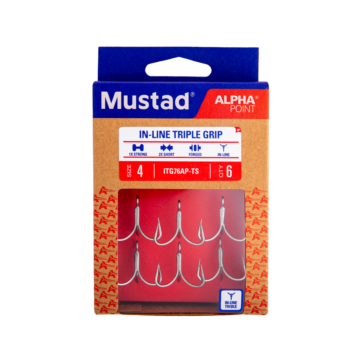 Mustad In-Line Triple Grip Hook 2X Short