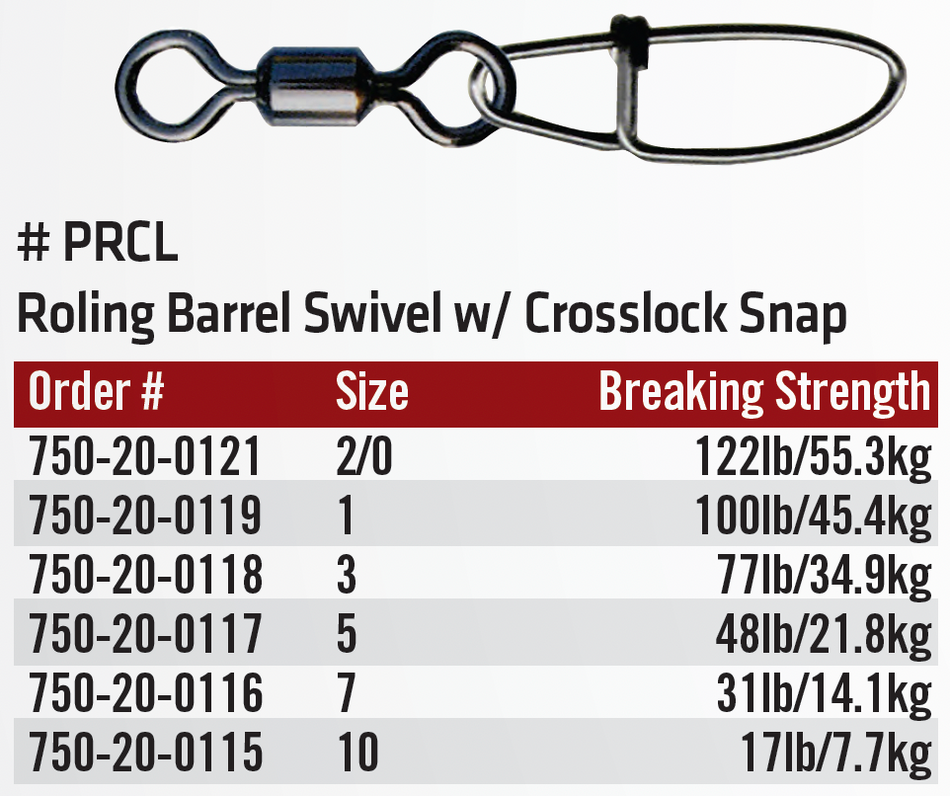 P-Line Rolling Barrel Swivel with Crosslock Snap